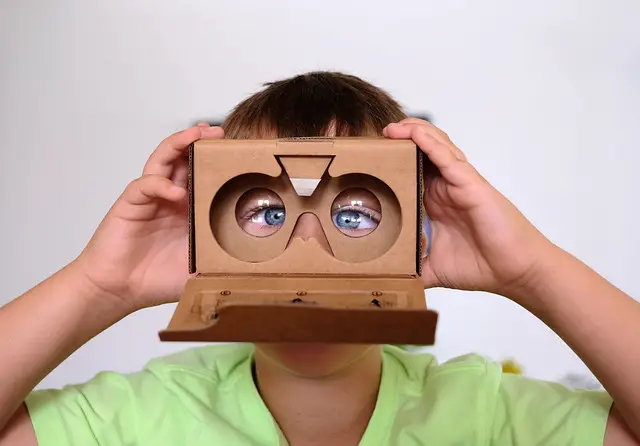 Lens - man using google cardboard